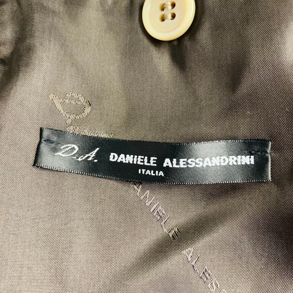 DANIELE ALESSANDRINI Size 38 Khaki Satin Double Breasted Belted Jacket - Picture 8 of 11